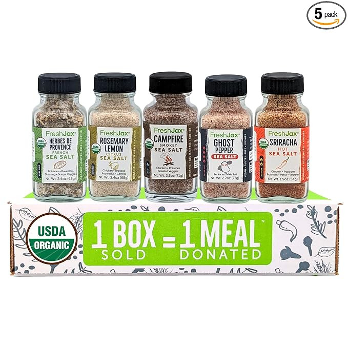 FreshJax Seasoned Sea Salt with Gift Box – 5 Organic Blends for Grilling, Cooking, Roasting & M... | Amazon (US)