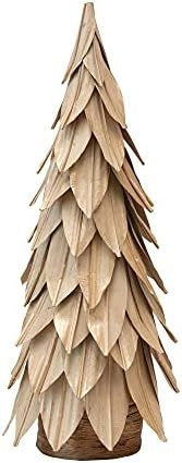 Creative Co-Op Buri Leaf Christmas, Gold Brush Finish Decorative Tree, Natural | Amazon (US)