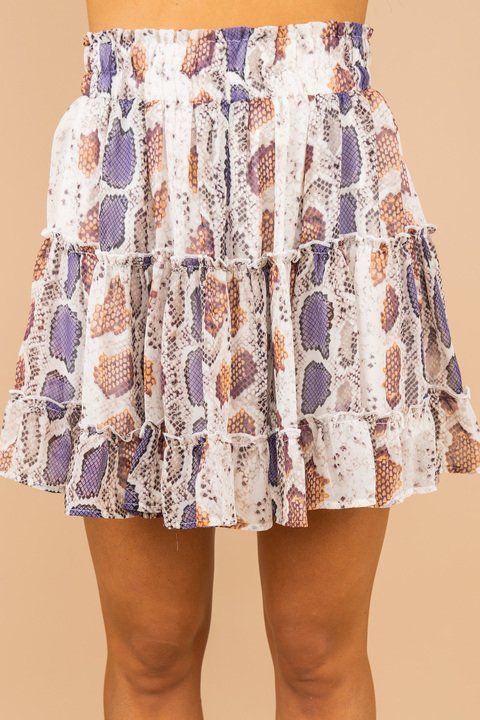 Just A Feeling Purple Snake Print Skirt | The Mint Julep Boutique