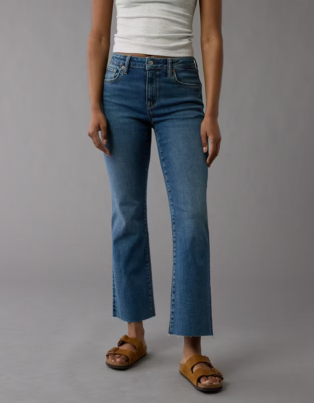 AE Next Level High-Waisted Kick Bootcut Crop Jean | American Eagle Outfitters (US & CA)