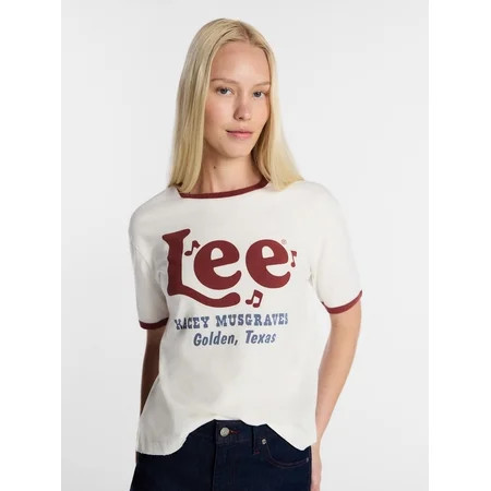 Kacey Lee Women's Distressed Graphic Ringer Tee, Sizes XS-XXL | Walmart (US)