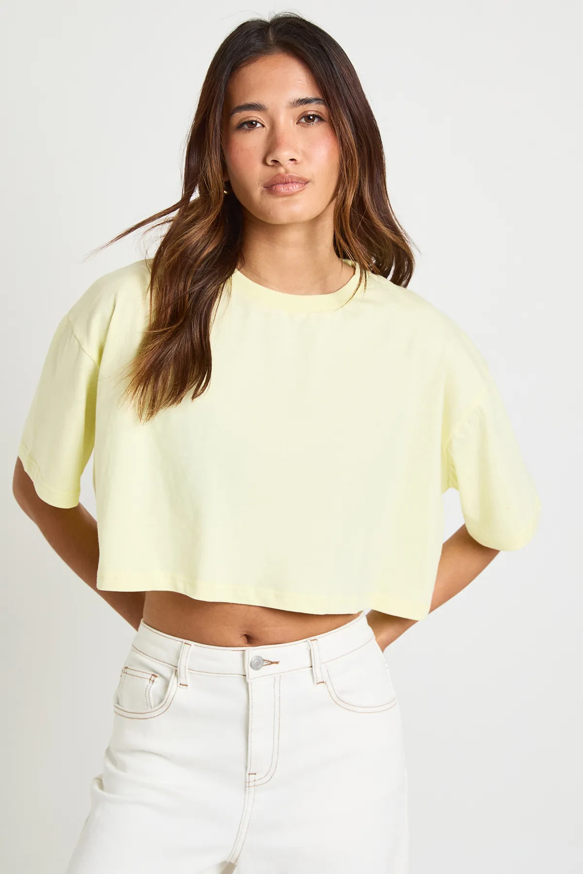 Butter Basic Oversized Boxy Crop T-Shirt | Boohoo | Boohoo.com (UK & IE)
