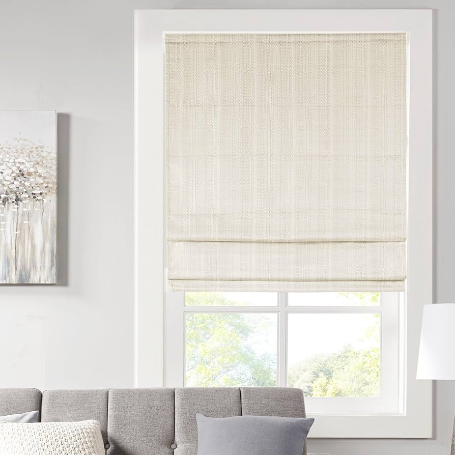 Madison Park Galen Cordless Roman Shades - Fabric Privacy Single Panel Darkening, Energy Efficien... | Amazon (US)