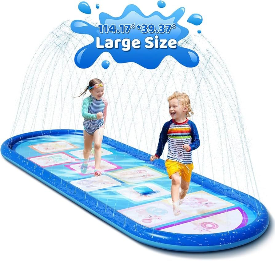 LADER Splash Pad Sprinkler for Playing, Thicken Sprinkler & Splash Water Game Play Mat, 114" x 39... | Amazon (US)
