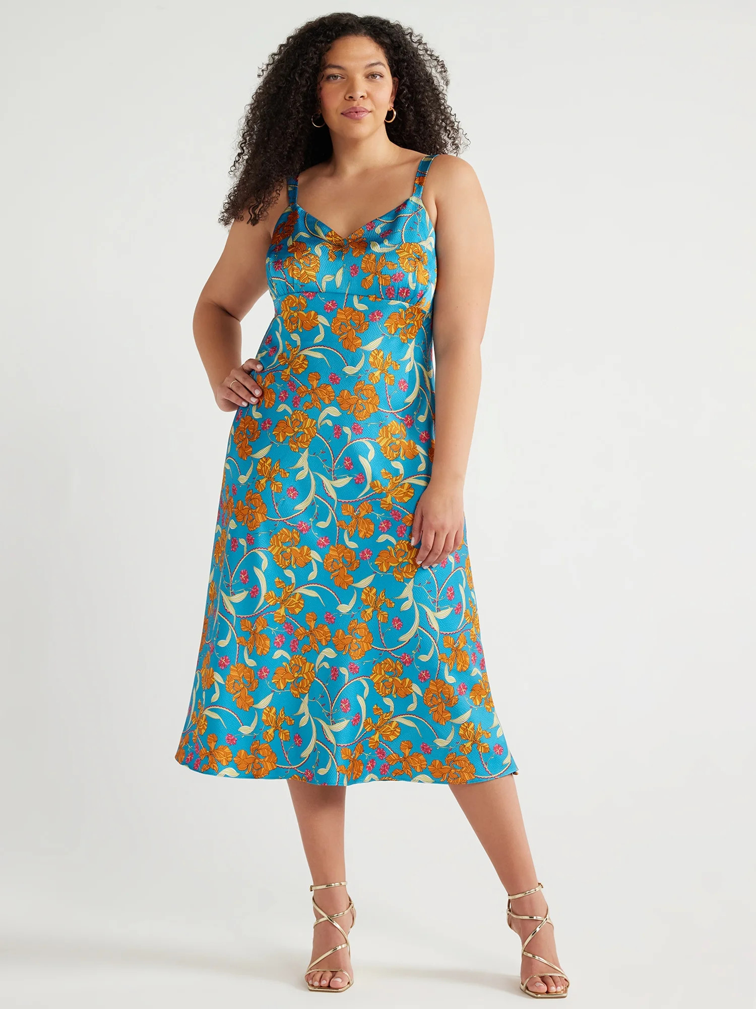 Sofia Jeans Women's and Women's Plus Slip Dress, Mid Calf Length, Sizes XS-5X | Walmart (US)