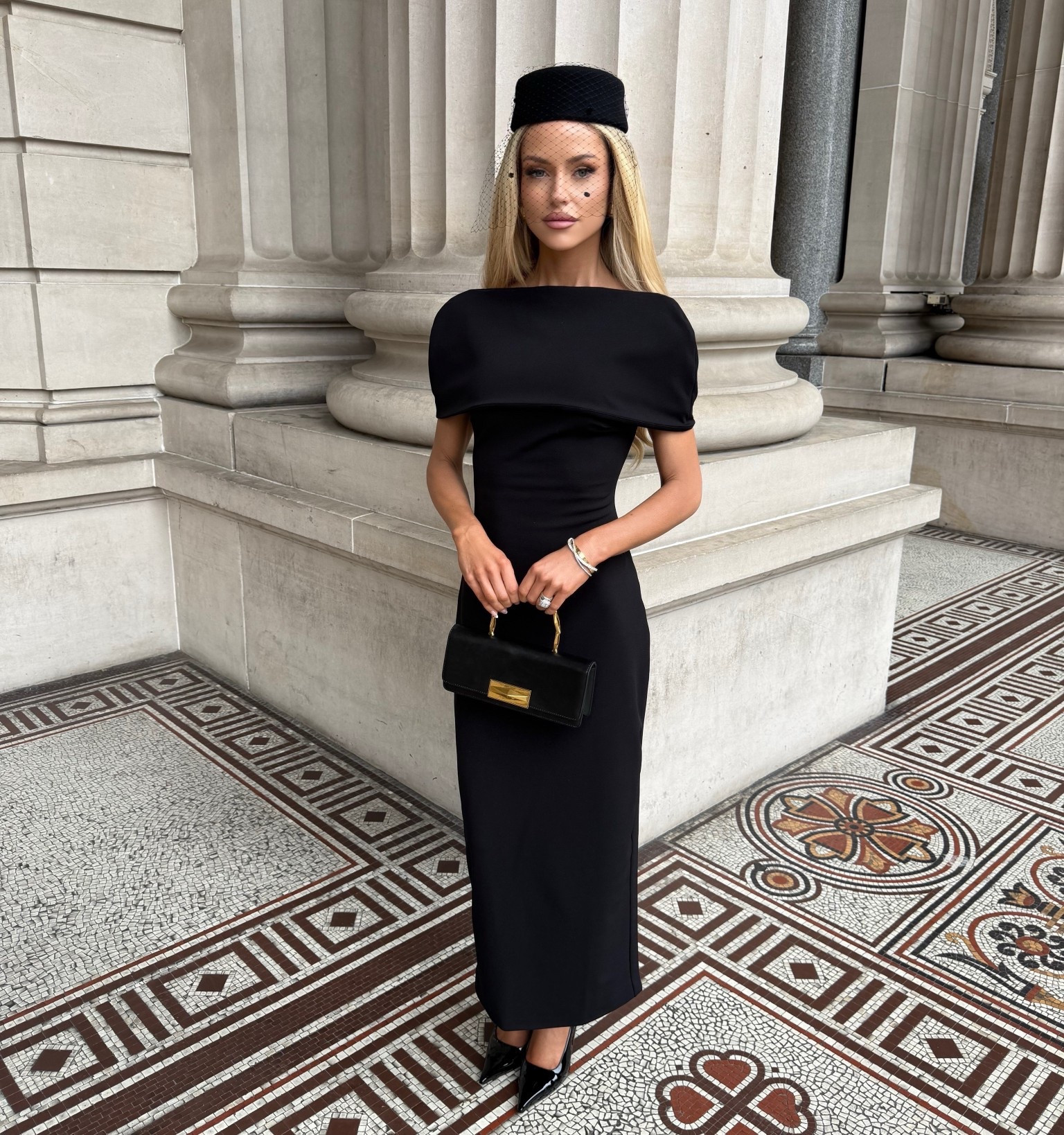 Derby day spring racing outfit 
Black dress
Black pillbox hat
Jimmy Choo heels
Jimmy Choo bag
Gold dome earrings 

#LTKspring #LTKaustralia #LTKdresses
