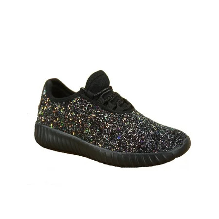 Link - Remy-18k Youth Girl's fashion Flat Lace Up Light weight Glitter Sneaker Athletic Shoes - W... | Walmart (US)