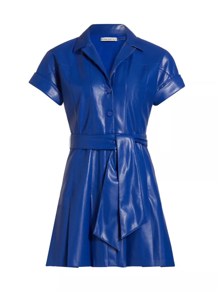 Shirley Faux-Leather Mini Shirtdress | Saks Fifth Avenue