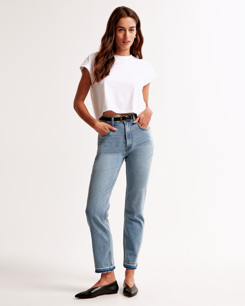 Women's Ultra High Rise Ankle Straight Jean | Women's Bottoms | Abercrombie.com | Abercrombie & Fitch (US)