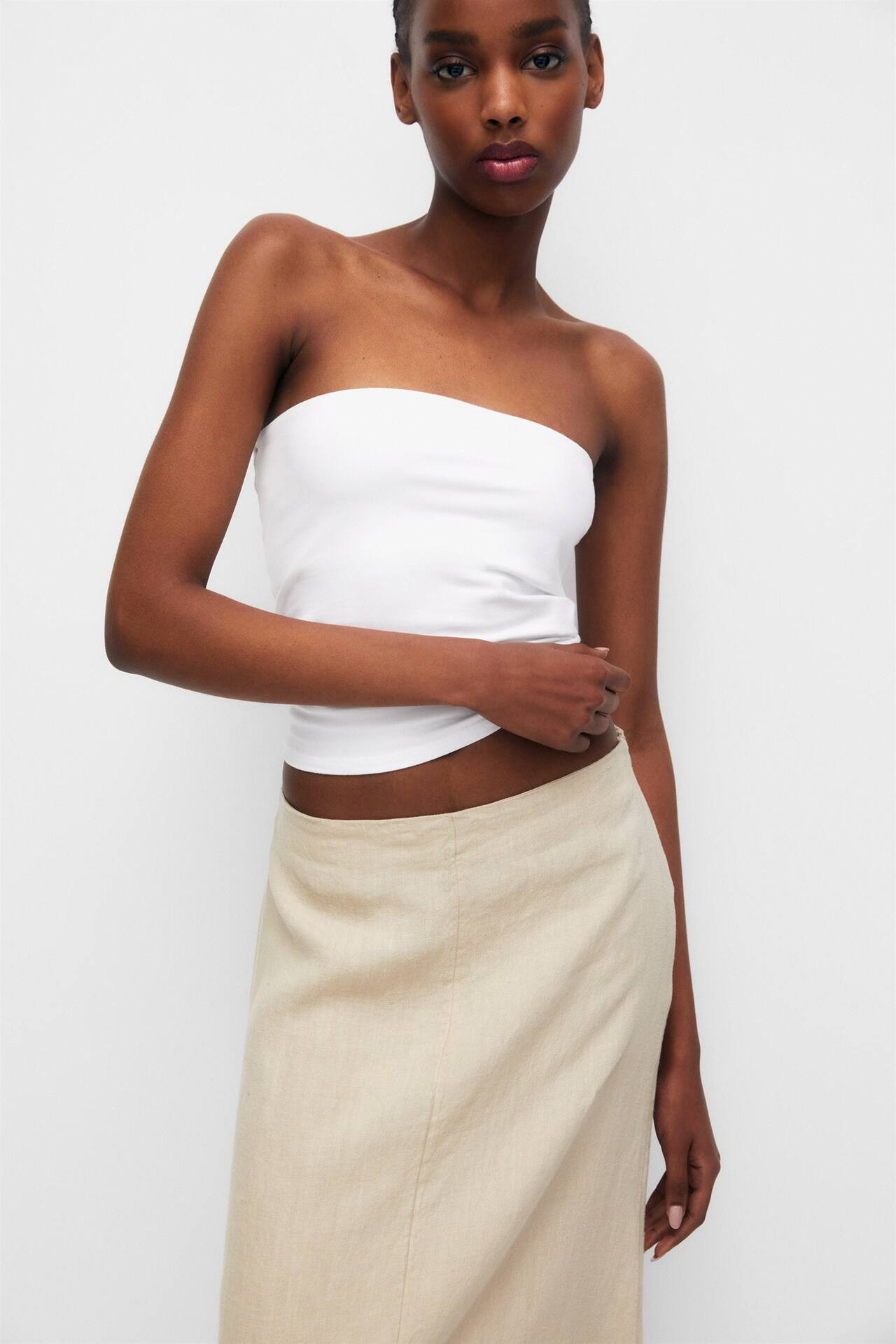 Langer Rock aus 100 % Leinen | PULL and BEAR DE