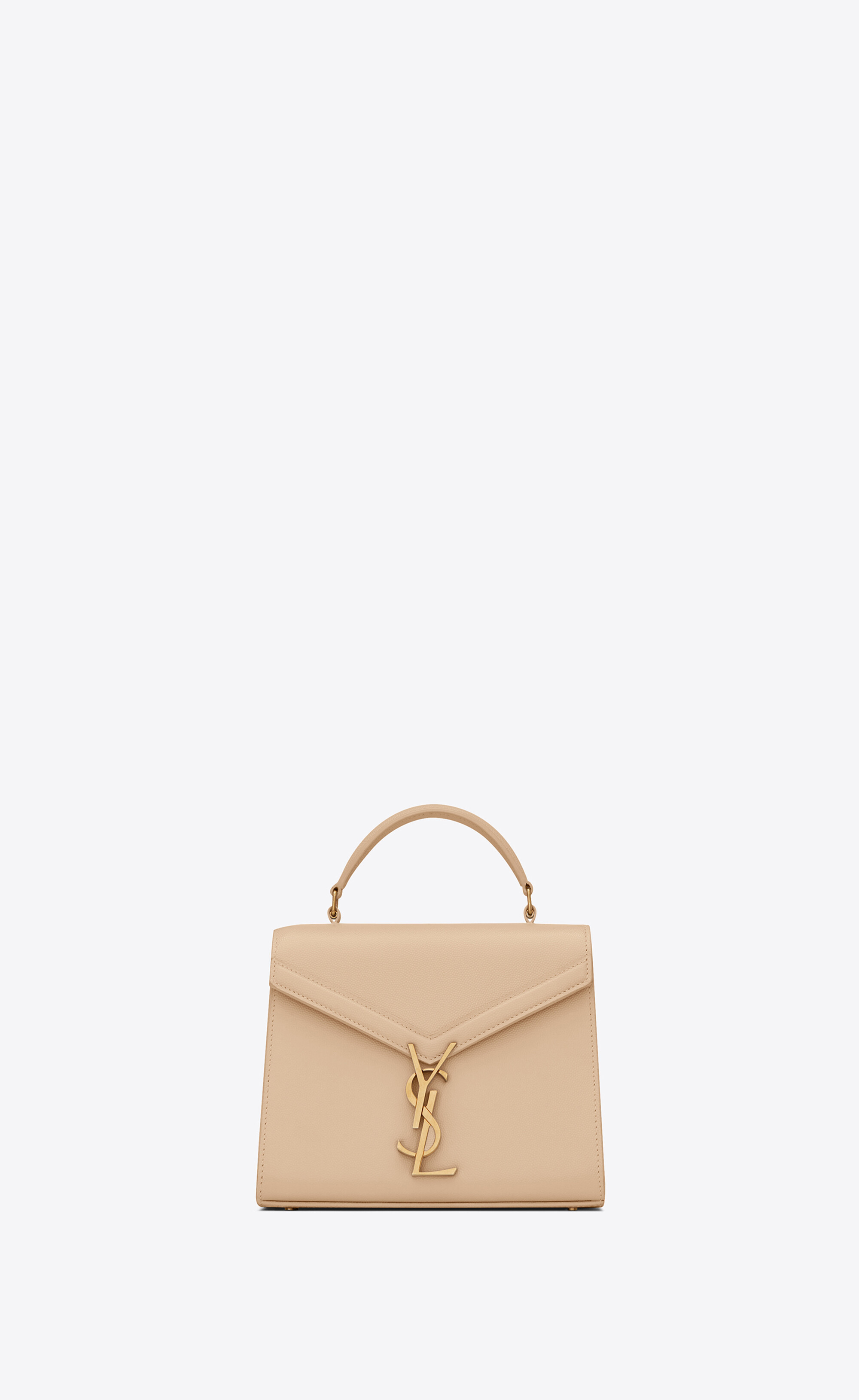 Cassandra Mini Top Handle Bag In Grain De Poudre Embossed Leather White One Size | Saint Laurent Inc. (Global)