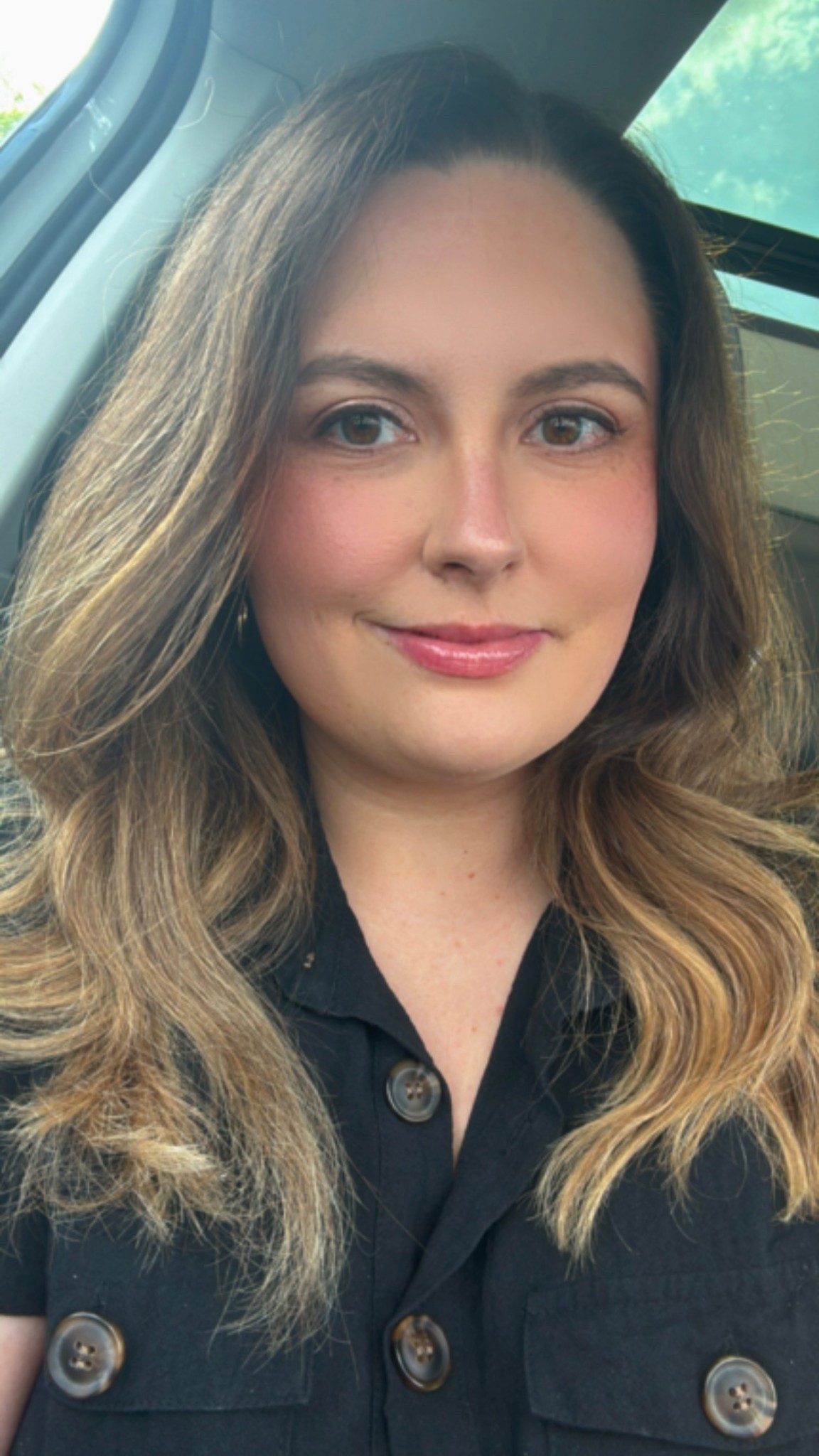 Summer outfit of the day ☀️🍉🤍 // Amazon black button down romper, YSL brown eyeshadow, Merit cream bronzer and blush, Fenty lip gloss 

#LTKStyleTip #LTKBeauty #LTKSeasonal