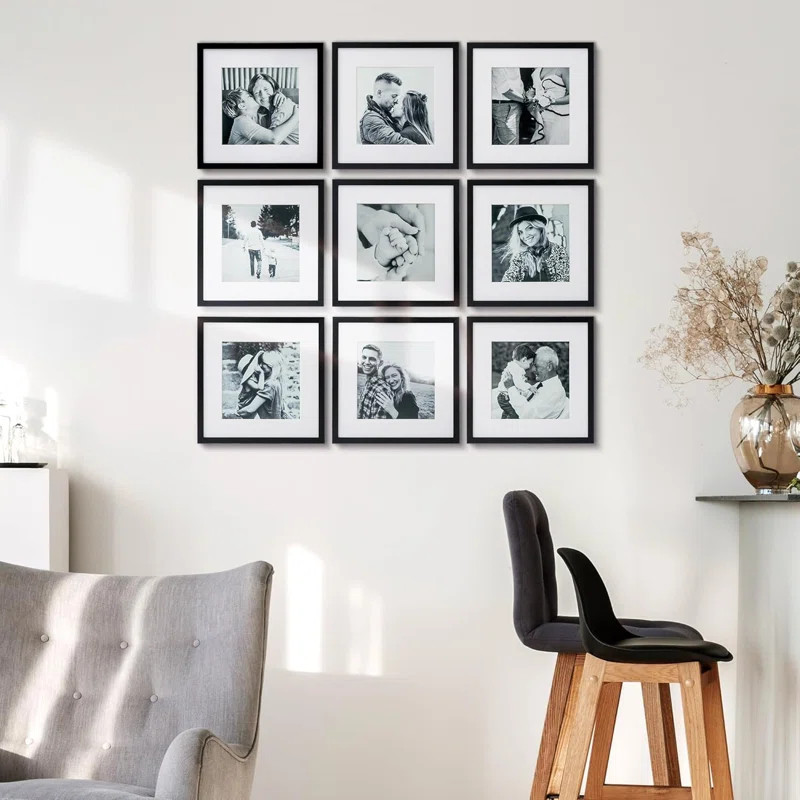 Shivangi 12x12 Square Matted Gallery Wall Frame Set-Set of 9 | Wayfair North America