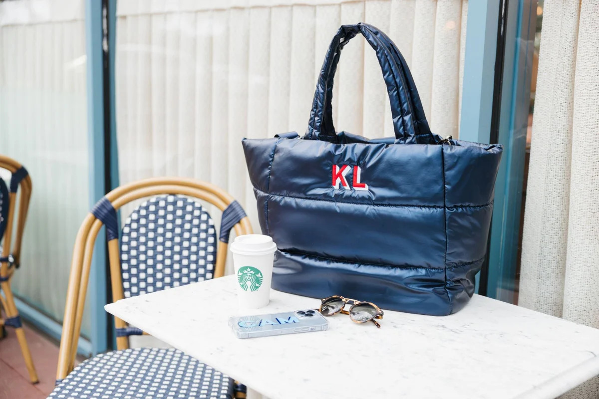 Embroidered Puffer Tote | Sprinkled With Pink