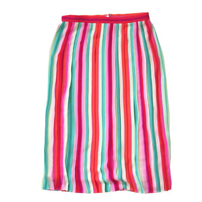 NWT J.Crew Pleated A-Line Midi in Red Green Multi Watermelon Stripe Skirt 2 | eBay US