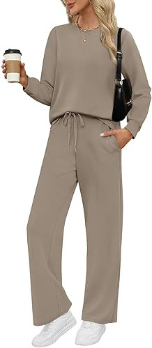 WIHOLL Lounge Sets for Women 2 Piece Travel Vacation Outfits Fall Sweatsuit Tracksuit | Amazon (US)