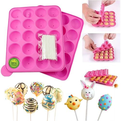 Silicone Cake Pop Mold + 120 Sticks, Easter BPA Free Baking Mold for Candy Chocolate Lollipop Des... | Amazon (US)
