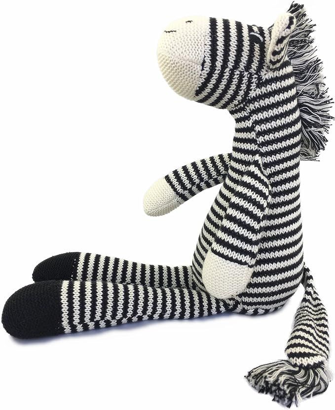 Hand Knitted Zebra Stuffed Animal Plush Toy 16 Inches Length | Amazon (US)