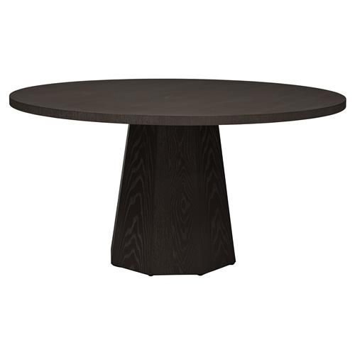 Stephanie Rustic Lodge Black Oak Wood Round Dining Table - 60"W | Kathy Kuo Home