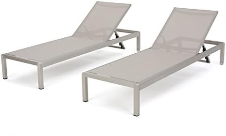Christopher Knight Home Cape Coral Gray Outdoor Mesh Chaise Lounges, 2-Pcs Set, Gray | Amazon (US)