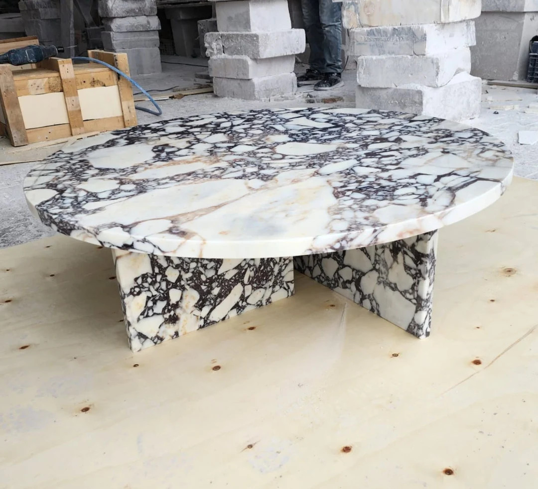 Handmade Calacatta Viola Marble Coffee Table (42x13 inches) | Etsy (US)