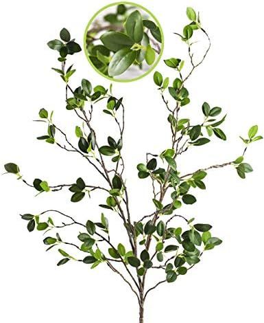 Amazon.com: Artificial Plant 43.3 Inch Green Branches Leaf Shop Garden Office Home Decoration (6 ... | Amazon (US)