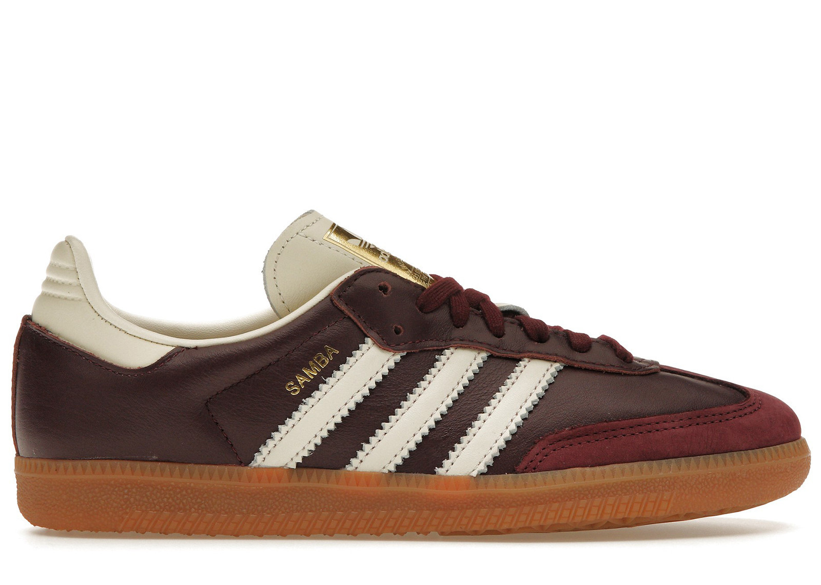 Adidas Samba OG (Women's) Sneakers in Maroon/Cream White/Gold Metallic | StockX