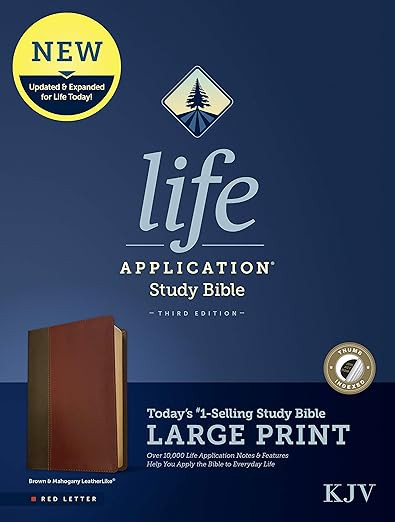 KJV Life Application Study Bible, Third Edition, Large Print (LeatherLike, Brown/Mahogany, Indexe... | Amazon (US)