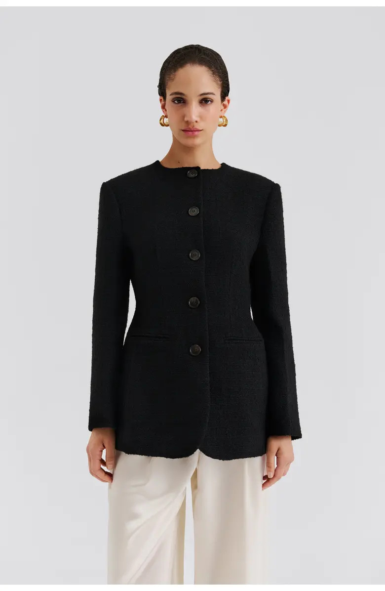 Carol Textured Round Neck Blazer | Nordstrom