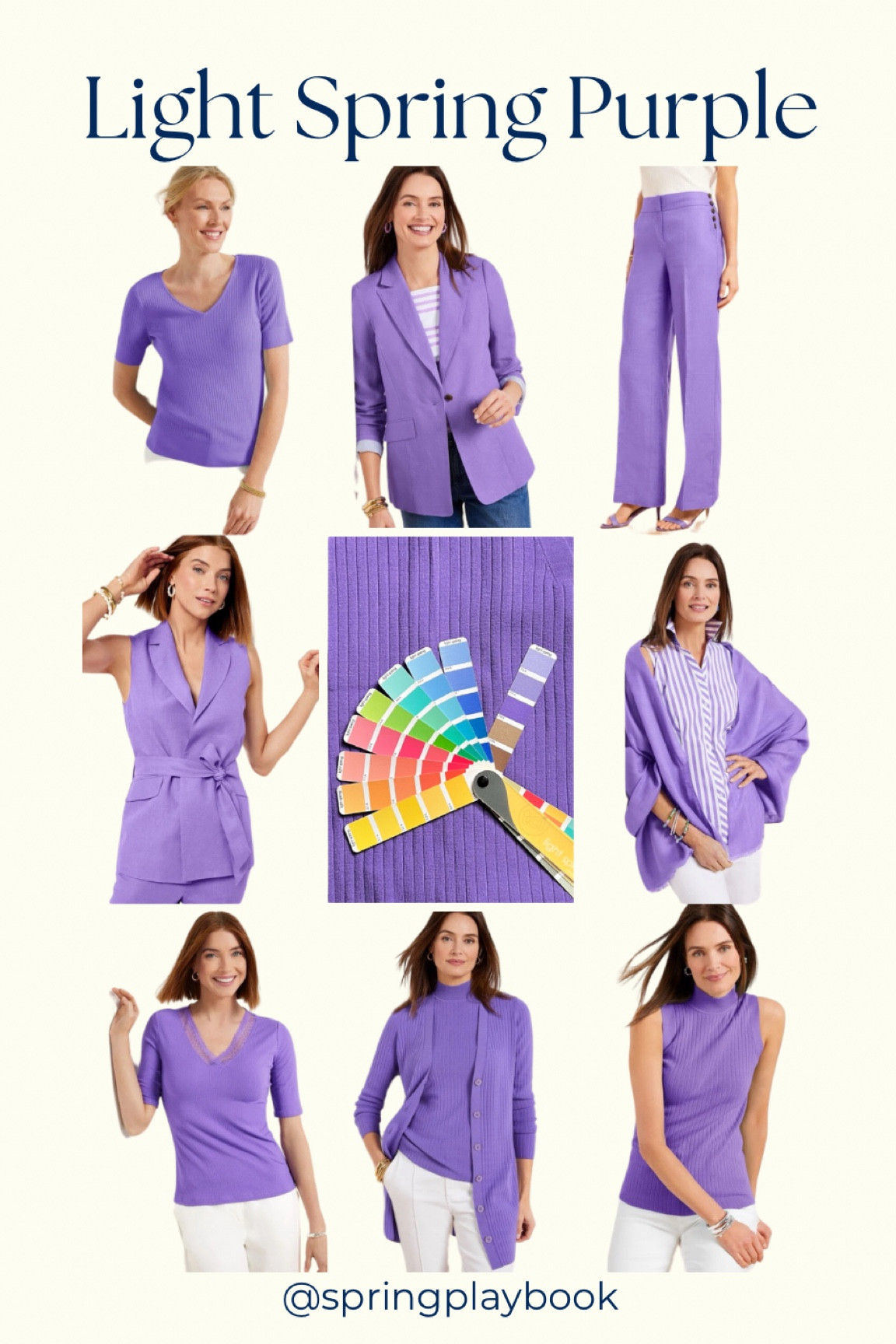 Light Spring Purple at Talbots. This color harmonizes best with the Light Spring palette, but can work for Warm & Clear Spring as well. You’ll have to check my Talbots highlight on insta for the swatch pic. 

#createdcolorful #createdcolorfulspring #hocspring #tcispring #pcaspring #lightspring #warmspring #truespring #brightspring #clearspring #paintboxspring #bluespring

#LTKworkwear #LTKplussize #LTKmidsize