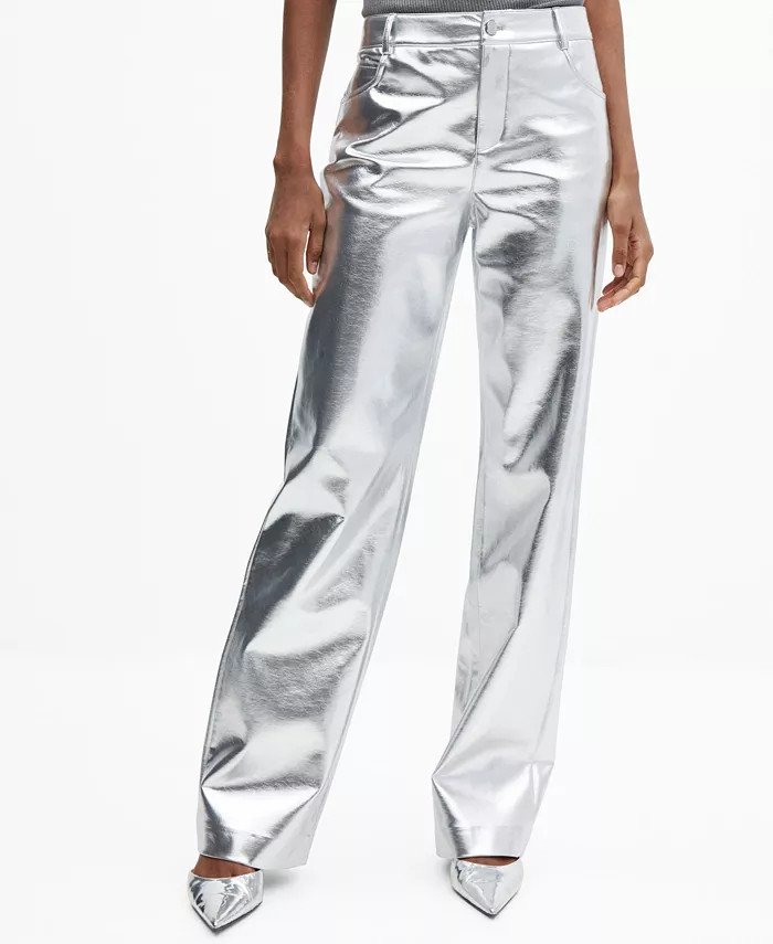 Women's Metalised-Tone Wideleg Trousers | Macy's