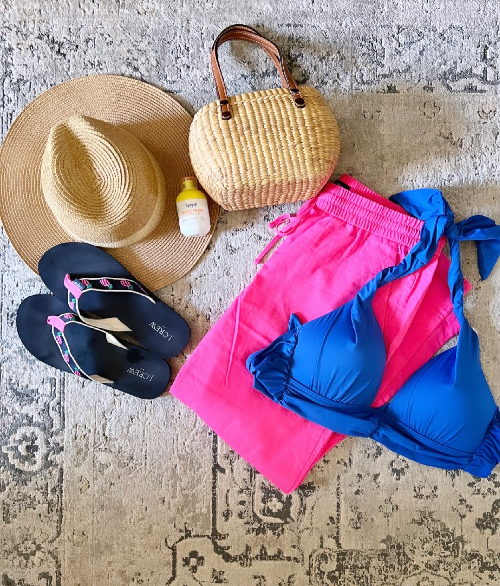 Swimsuit, Soma swim, highwaisted swim, Jcrew Factory Style, linen pants, straw bucket bag, Sea & Grass bag, packable hat, Nordstrom style, beach style, Summer outfit 

#LTKmidsize #LTKswim #LTKSeasonal