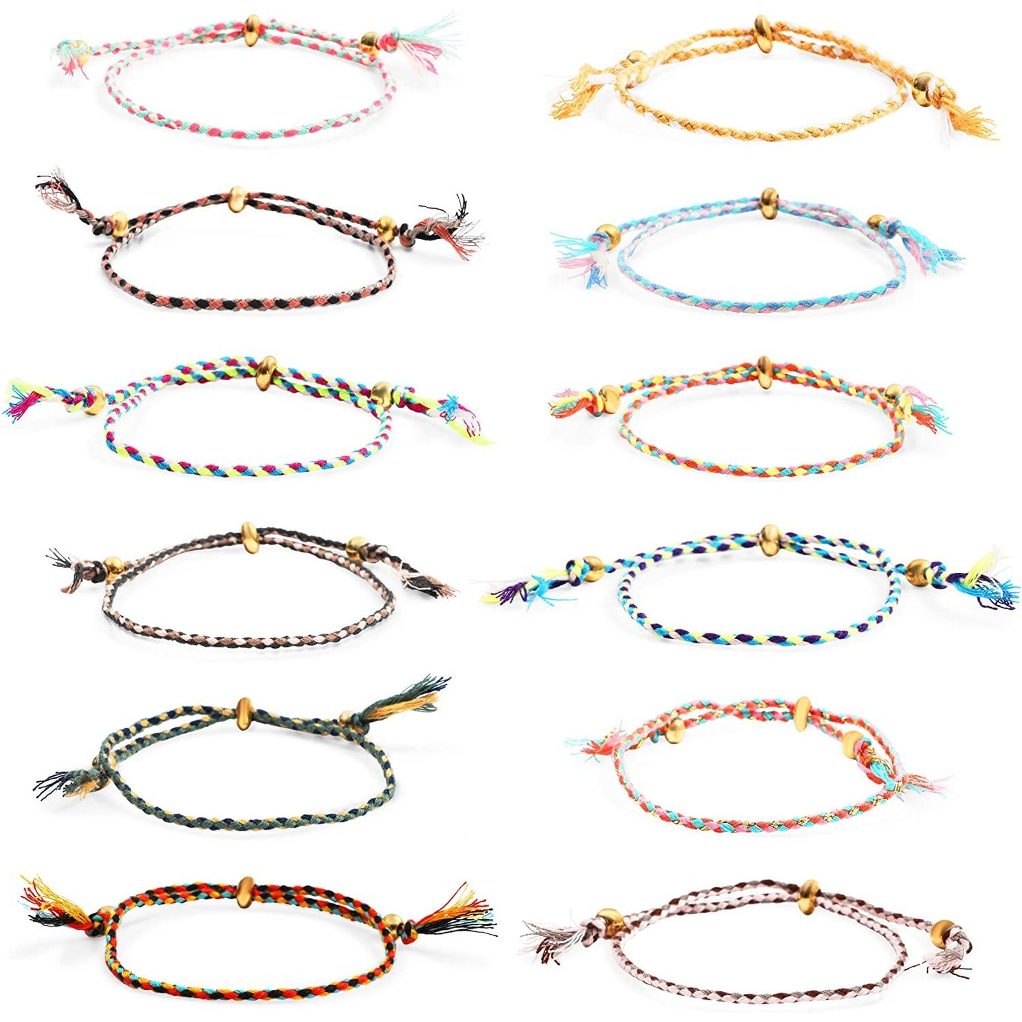 12-Pack Friendship Braided Bracelets, Adjustable Colorful Cord Jewelry for Women & Girls, BFF Gif... | Walmart (US)