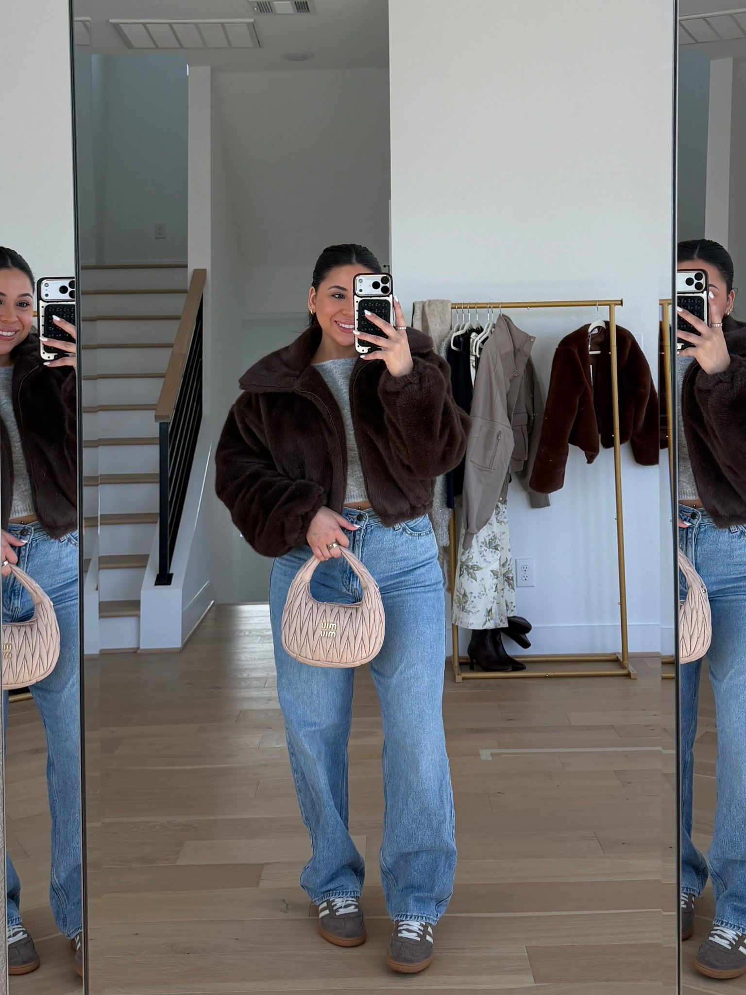 Jacket: small 
Sweater: xs 
Jeans: 27 
Sneakers: 4.5 me 

#LTKootd #LTKFindsUnder100 #LTKgrwm