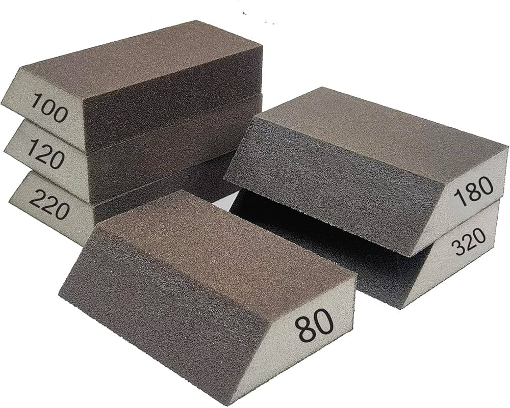 6 PCS Single Sanding Sponge Set - 80/100/120/180/220/320 Grit Sanding Blocks Assortment, Washable... | Amazon (US)