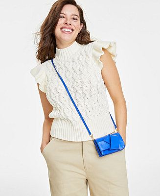 Women's Flutter-Sleeve Cable-Knit Sweater, Created for Macy's | Macy's