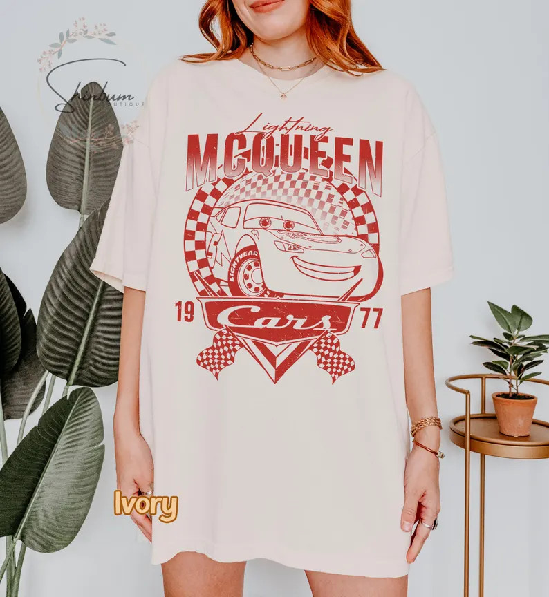 Vintage Lightning Mcqueen Comfort Colors Shirt, Kids Disney Shirt, Disney Cars Shirt, Cars Family... | Etsy (US)