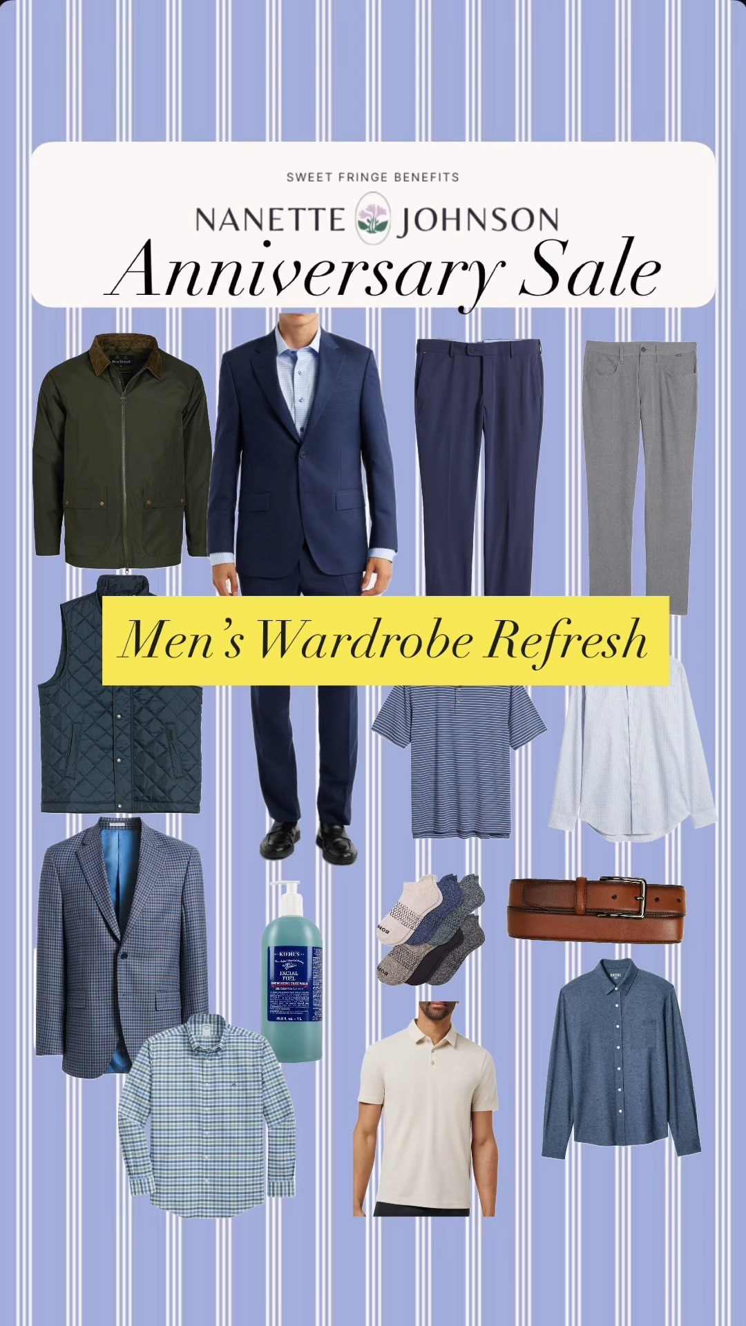 This is when I buy most of my husbands clothes. Some of these I’ve picked up on past sales. If he doesn’t have Barbour jacket and vest, it’s time to get one. Great looking sport coats and suits. 
I love these two tech/performance fabric pants. Good looking for everyday, travel even the office  

#LTKSaleAlert #LTKMens #LTKOver40