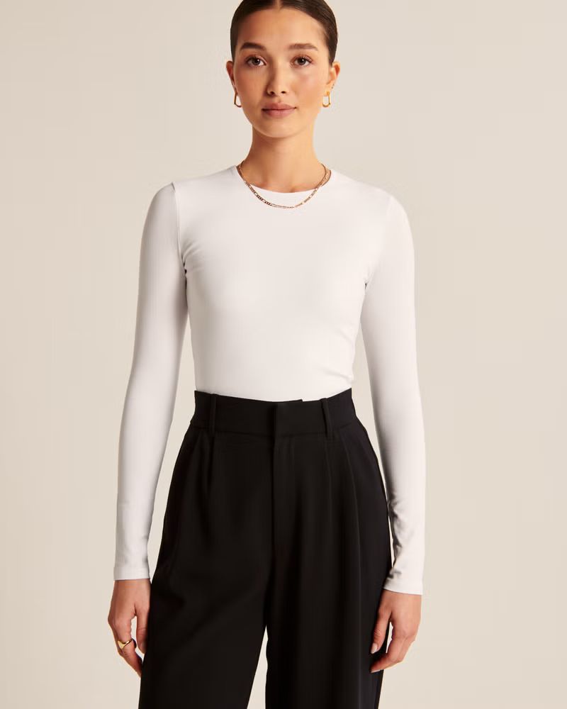 Women's Long-Sleeve Tuckable Cotton Seamless Crew Top | Women's Tops | Abercrombie.com | Abercrombie & Fitch (US)