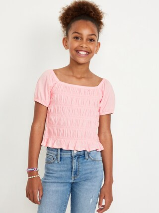 Puff-Sleeve Smocked Top for Girls | Old Navy (US)