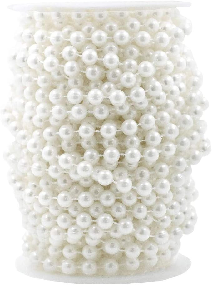 Mandala Crafts Faux White Pearl Beads Garland - 8mm 20 Yds White Pearl Strands Spool Pearl String... | Amazon (US)