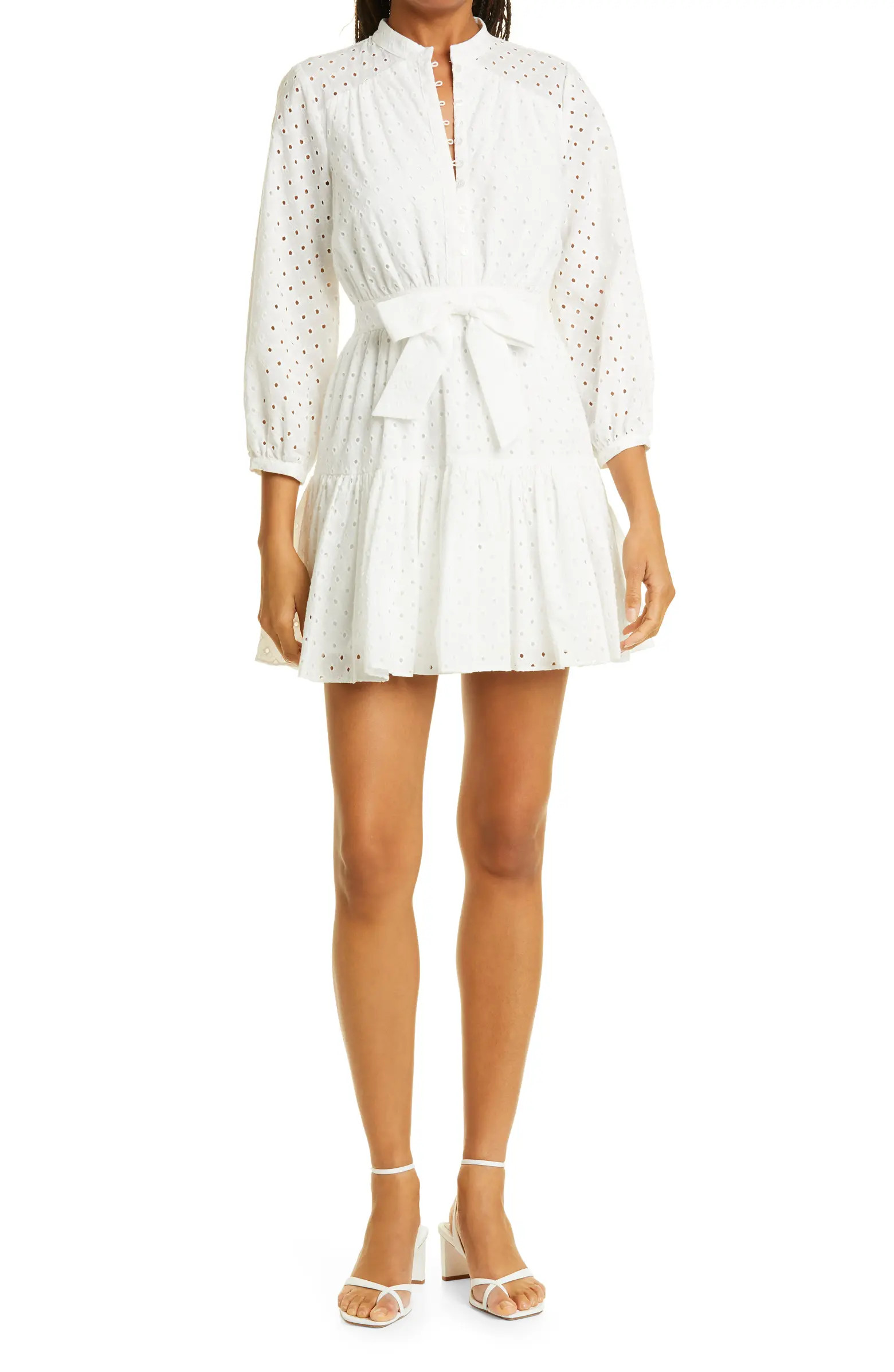 Kylie Ruffle Eyelet Long Sleeve Minidress | Nordstrom
