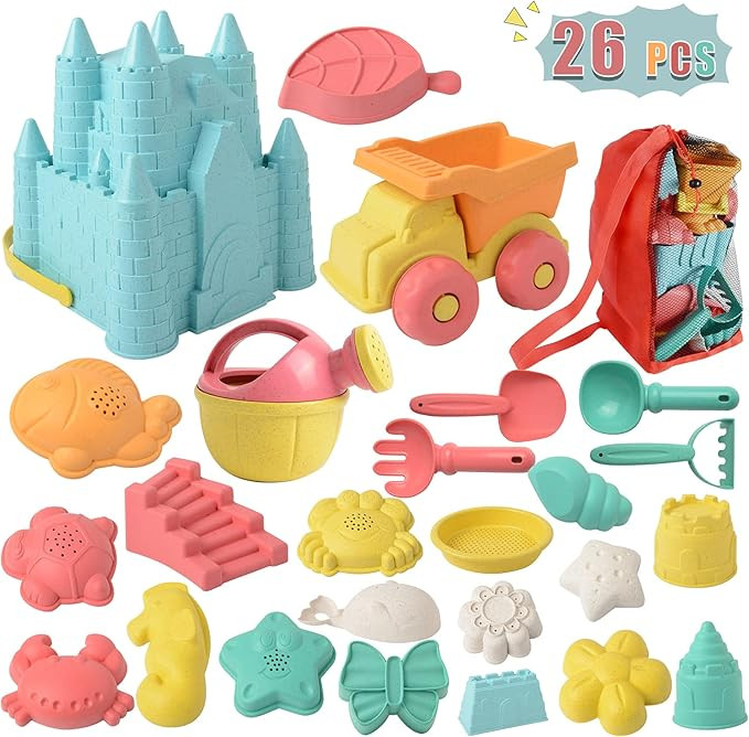 TOCKLOOM Beach Toys for Kids, 26 pcs Eco-Conscious Assortment of Toddler Beach Sand Toys, Sand Bo... | Amazon (US)