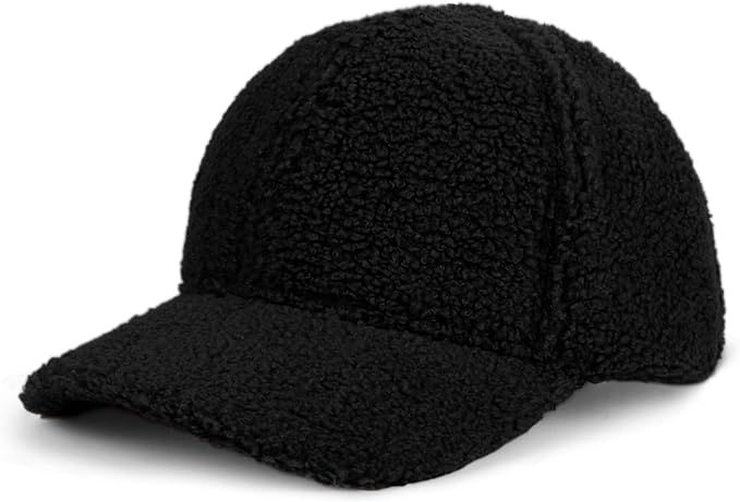 Winter Faux Fur Fuzzy Baseball Cap Warm Shearling Fleece Lined Adjustable Ball Cap for Women Men | Amazon (US)
