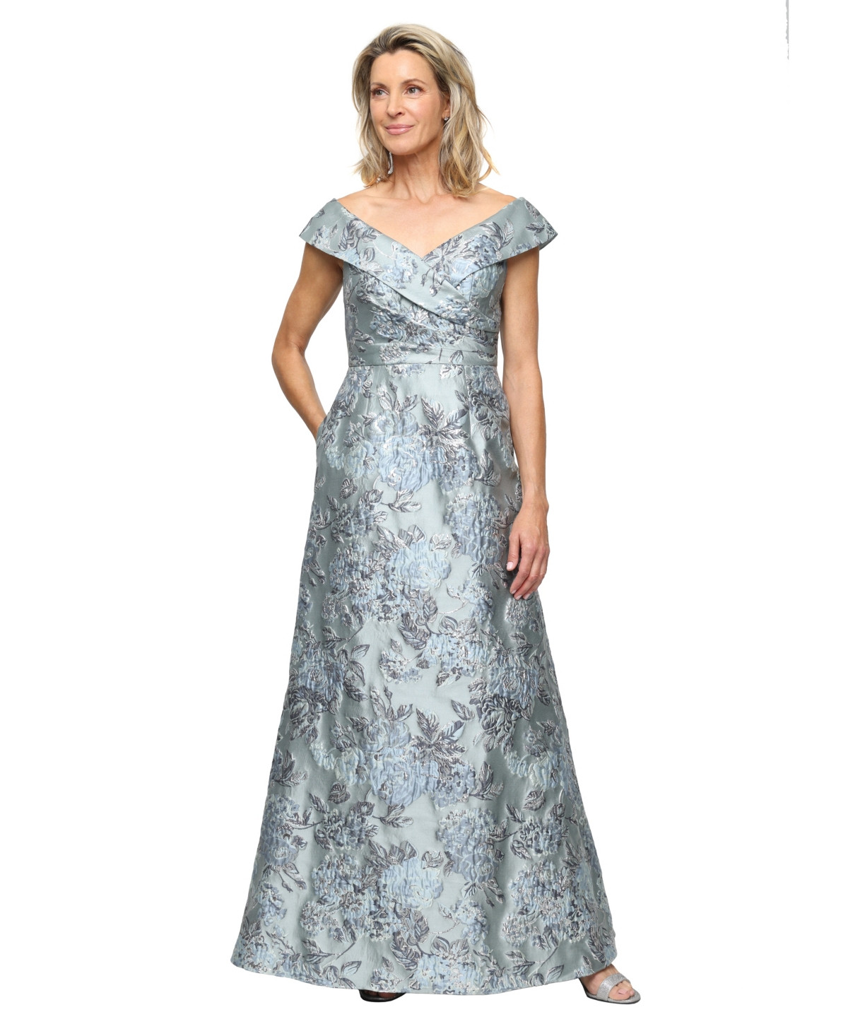 Alex Evenings Women's Off-The-Shoulder Ball Gown - Green | Macy's