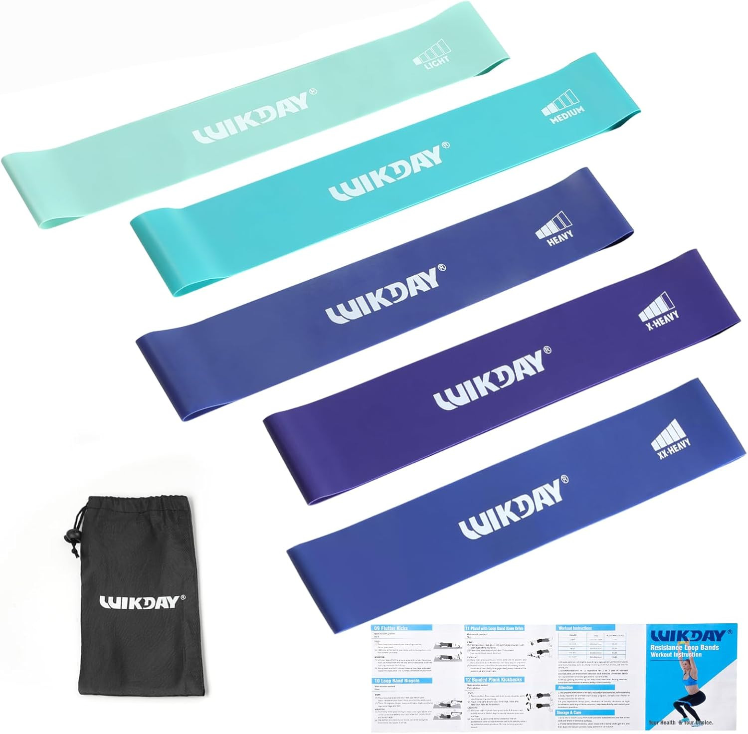WIKDAY Resistance Bands for Working Out Exercise Loop Bands Workout Bands Set for Men Women Body Stretching, Crossfit Training, Home Workout, Physical Therapy, Booty Legs, Set of 5 | Amazon (US)