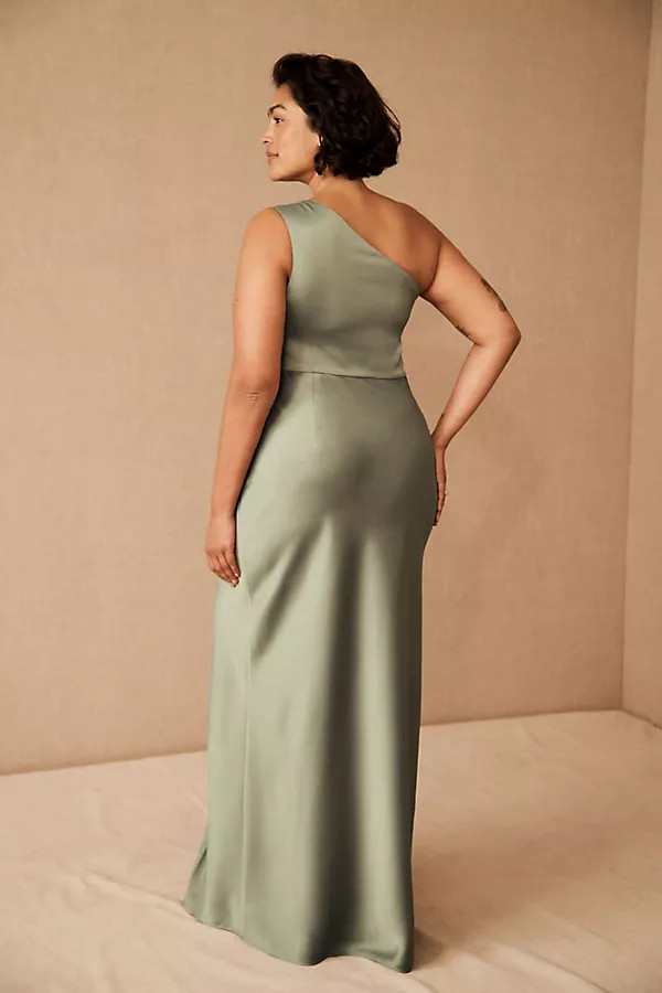 BHLDN Dylan One-Shoulder Satin Side-Slit Gown | Anthropologie (US)