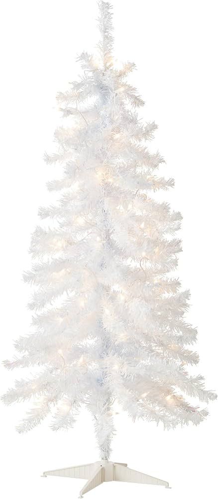National Tree Company Pre-Lit Artificial Christmas Tree, White Tinsel, White Lights, Includes Sta... | Amazon (US)