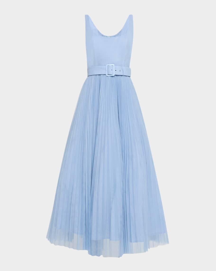 Hutch Effy Sleeveless Pleated Tulle Maxi Dress | Neiman Marcus