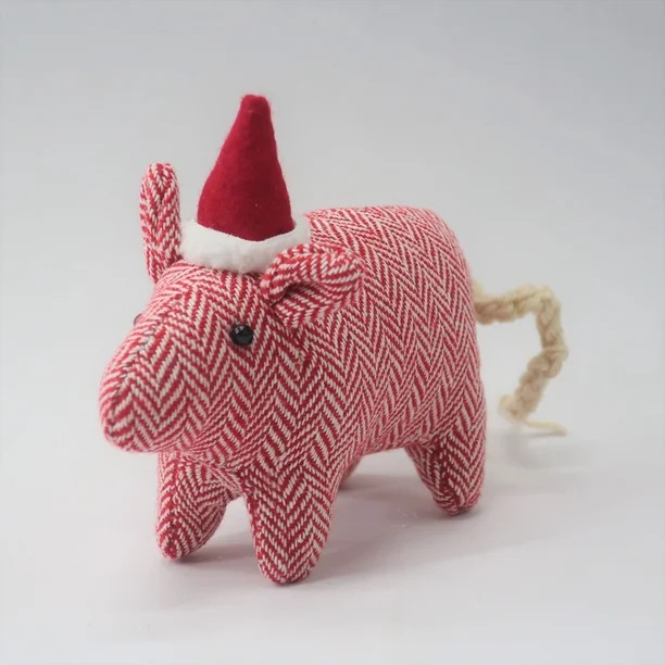 Holiday Time Red/whi Fabric Pig W/santa Hat Ornament - Walmart.com | Walmart (US)